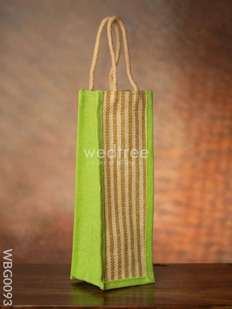 Jute Bag for Water Bottle with Vertical Stripes - WBG0093