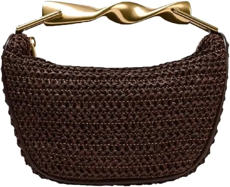 JYG Handmade Straw Crossbody Bags for Women Small Summer Satchel Purse Fashion Woven Shoulder Handbags with 2 Straps