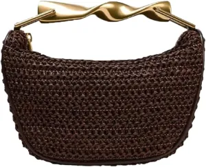JYG Handmade Straw Crossbody Bags for Women Small Summer Satchel Purse Fashion Woven Shoulder Handbags with 2 Straps
