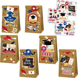 KatchOn, Graduation Gift Bags 2025 - Pack of 18 | Grad Bags with Stickers for Graduation Decorations 2025 | Grad Party Supplies | Goodie Bag, Party Favors