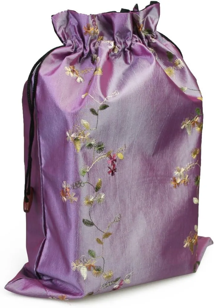 kilofly Embroidered Silk Jacquard Travel Bag, Lingerie & Shoes, Value Set of 3