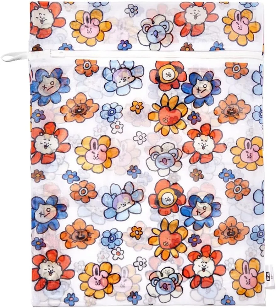 Kitsch x BT21 Wash Bags - Funky Floral Print, Zipper Closure & Elastic Cover for Damage-Free Wash Cycle, Includes Two Sizes for All Laundry Needs - Brighten Up Your Laundry Day - 2pc Set