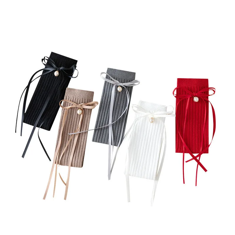 Korean style strappy bow stockings sweet princess girls solid color Lolita socks