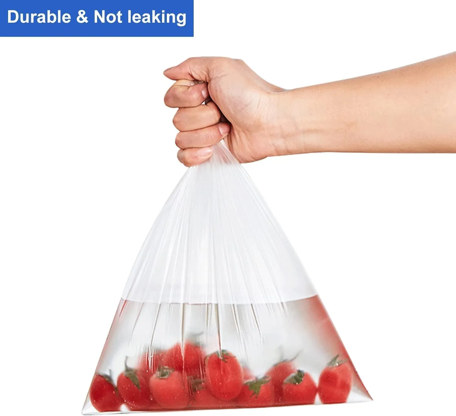 LabelMore Plastic Produce Bags on a Roll, Clear, Food Storage Bags for Bread, Vegetable, Fruits and Meat, 350 Bags/Roll (12''X16''/10 Rolls)