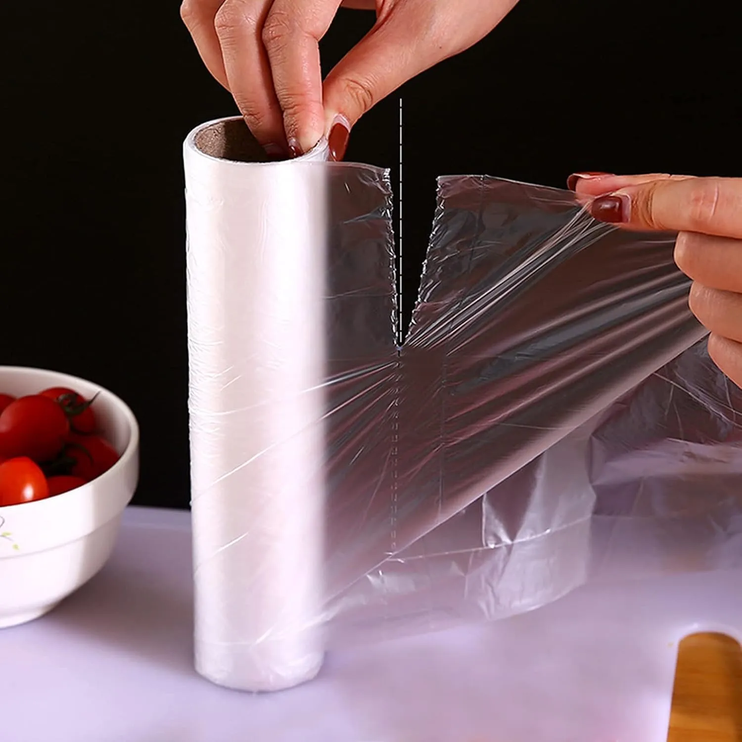 LabelMore Plastic Produce Bags on a Roll, Clear, Food Storage Bags for Bread, Vegetable, Fruits and Meat, 350 Bags/Roll (12''X16''/10 Rolls)