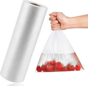 LabelMore Plastic Produce Bags on a Roll, Clear, Food Storage Bags for Bread, Vegetable, Fruits and Meat, 350 Bags/Roll (12''X16''/10 Rolls)