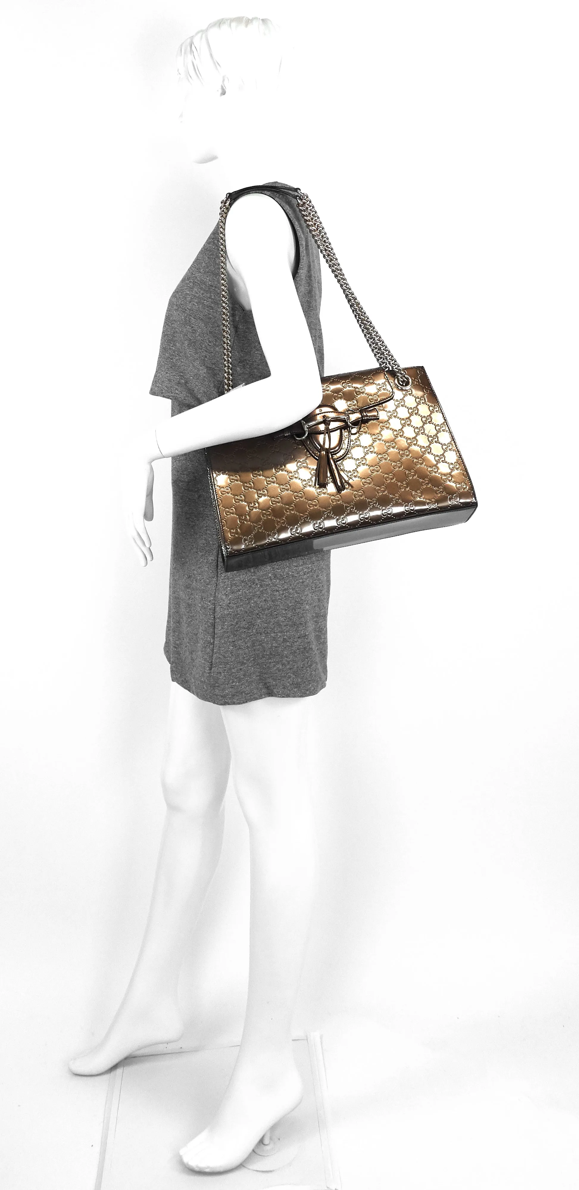 Large Leather Outstanding Emily Guccissima Bag Patent Streamlined