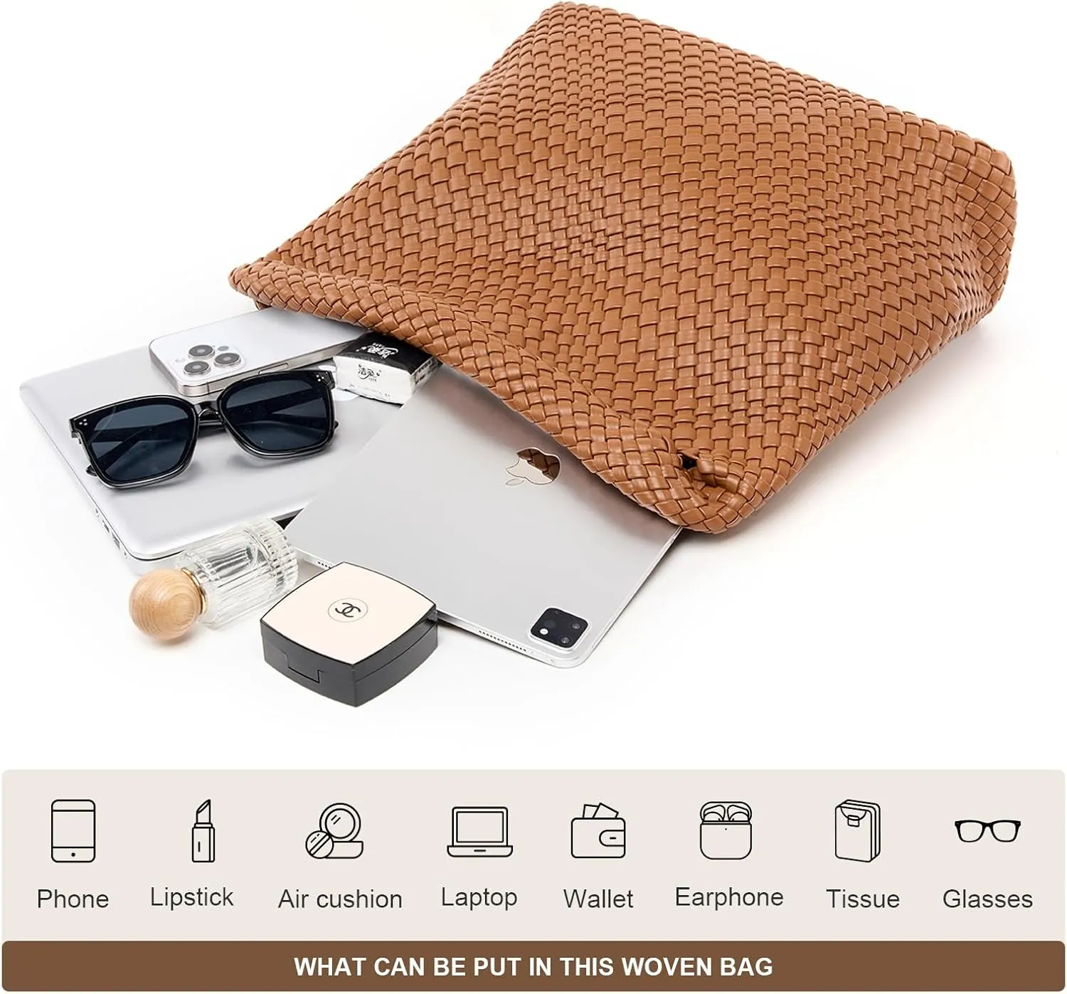 Large Woven Tote Bag for Women Weave Purse Woven Leather Handbag