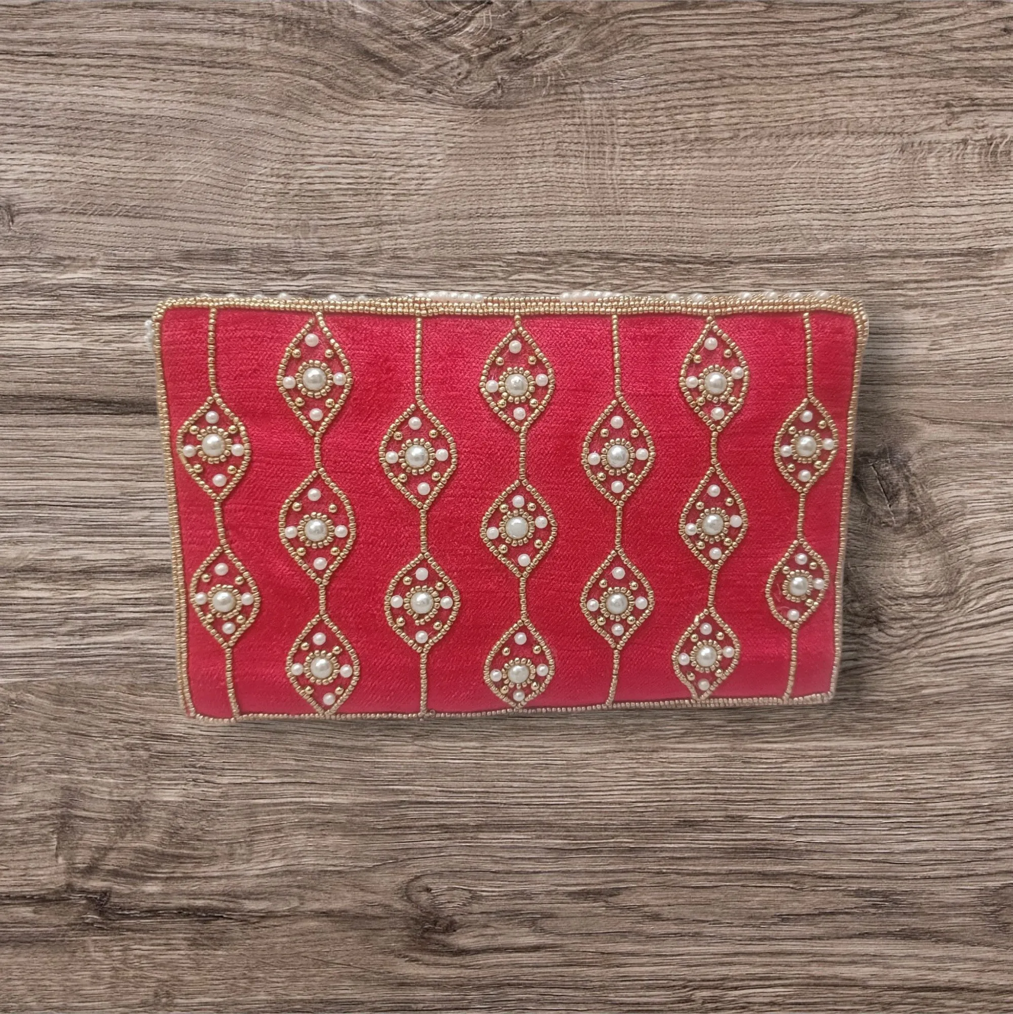 Latest style women partywear red color clutch purse