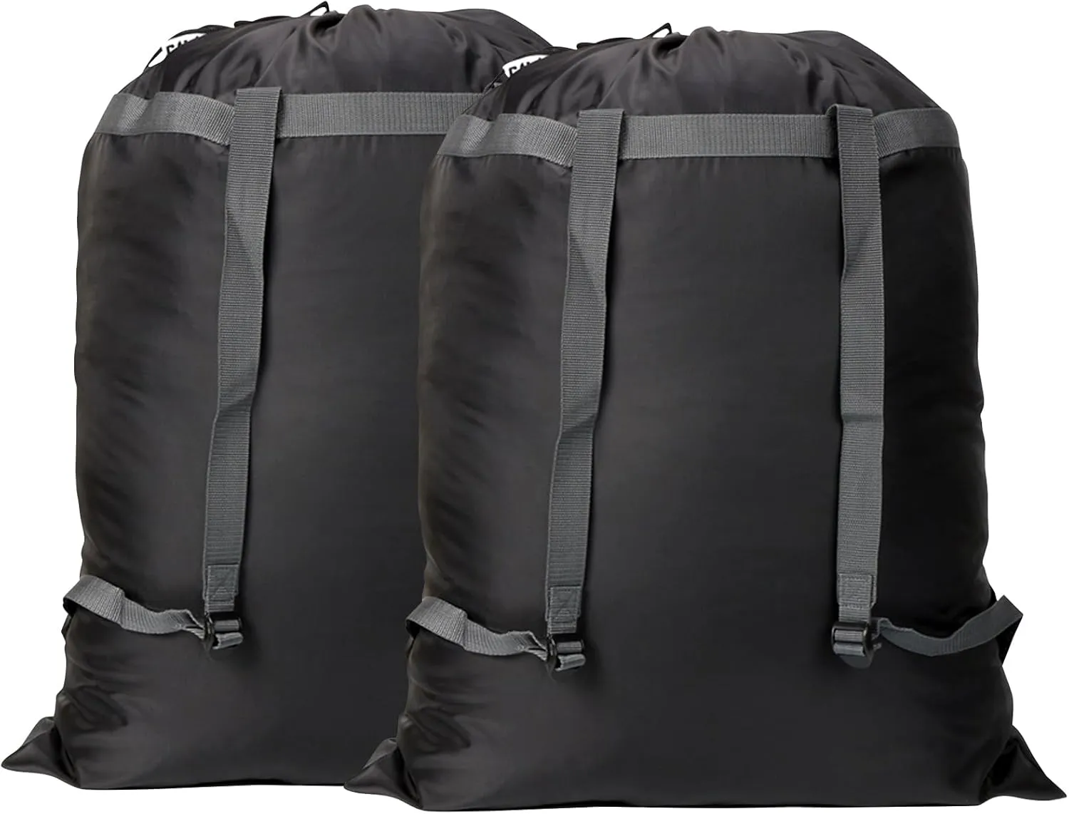 Laundry Bag Backpack, 27” x 34”Sturdy Laundry Bag with Shoulder Straps Drawstring Closure Heavy Duty Foldable Backpack for College, Travel, Laundromat, Apartment (Black | 2 Pack)