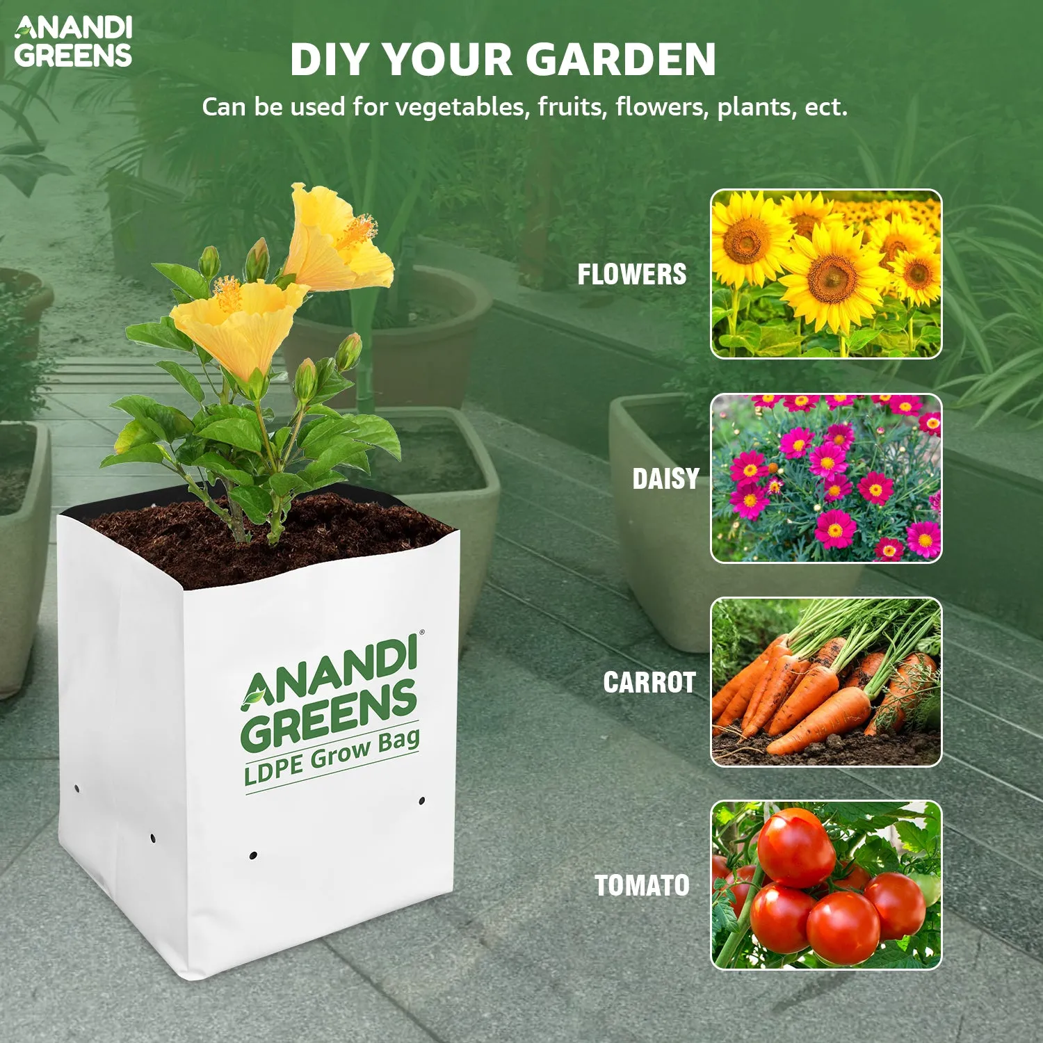 LDPE Double layer Grow Bag 24x24x40 cm UV Protected