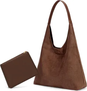 Leather Hobo Bags for Women Brown Purses Suede Purse Slouchy Tote Bag Suede Tote Bag Fall Purses Handbag