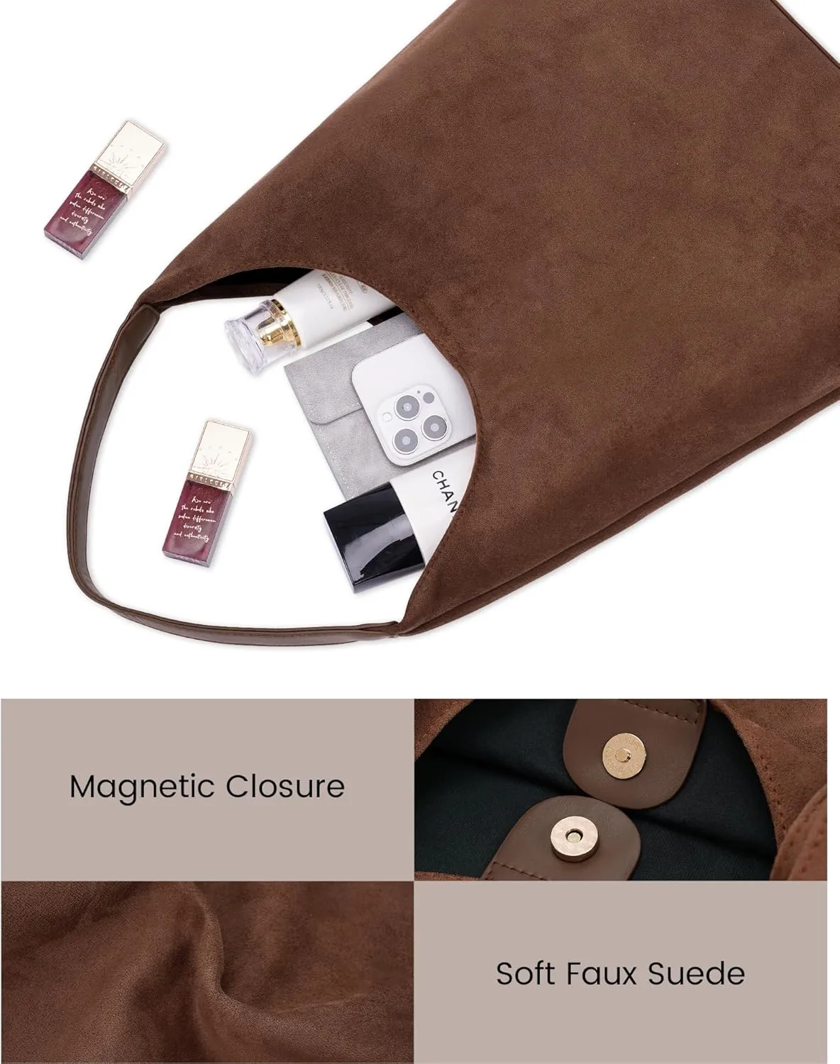 Leather Hobo Bags for Women Brown Purses Suede Purse Slouchy Tote Bag Suede Tote Bag Fall Purses Handbag
