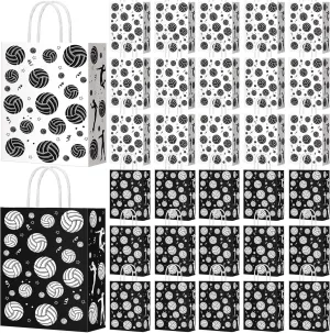 Leinuosen 30 Pcs Volleyball Gift Goodie Bags Volleyball Party Favor Treat Bags for Snacks and Candy with Handle for Ball Theme Adults Birthday Shower Favors, 8.3 x 5.9 x 3.1 Inch