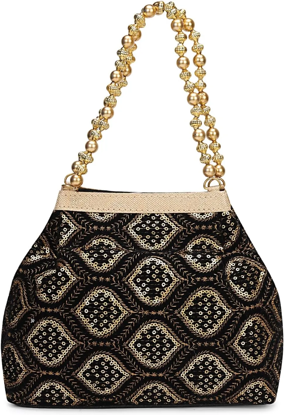 LONGING TO BUY Indian Ethnic Designer Embroidered Silk Potli Bag Batwa Pearls Handle Purse