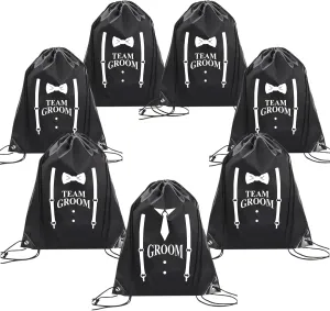 LotsBuyLots 7 Pcs Groomsmen Gift Bags: Drawstring Backpack Bags for Proposal and Bachelor Party