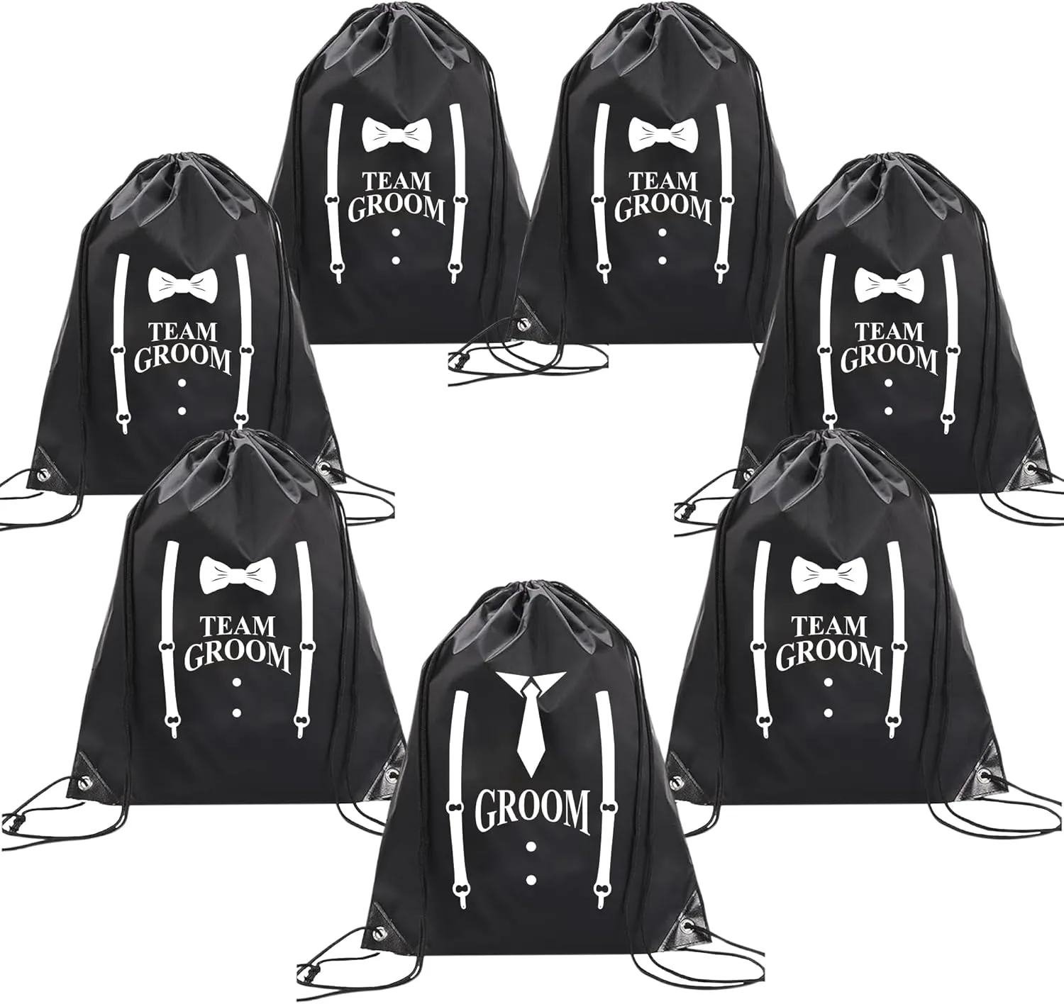 LotsBuyLots 7 Pcs Groomsmen Gift Bags: Drawstring Backpack Bags for Proposal and Bachelor Party