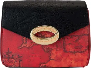 Loungefly WB Lord of the Rings The One Ring Crossbody Bag | Adult Bags Red Map of Middle-Earth Purse