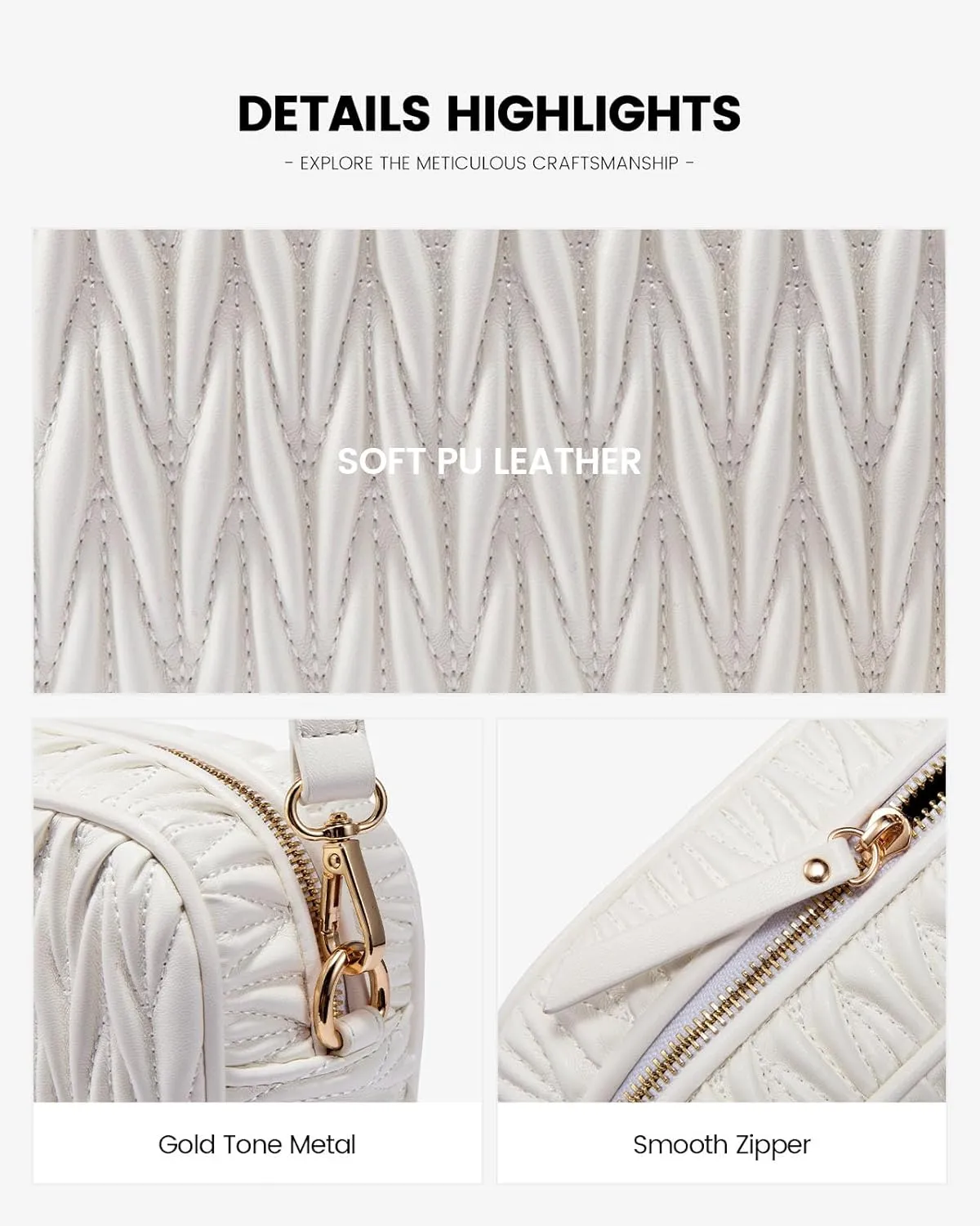 LOVEVOOK Quilted Crossbody Bags for Women, Small Trendy Leather Purse, Crossbody Purse with Adjustable Strap for Gift