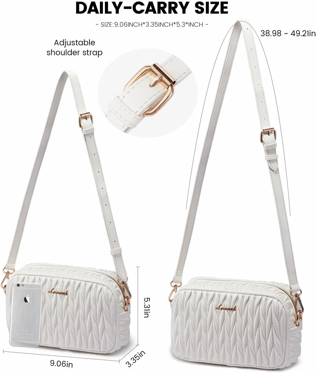 LOVEVOOK Quilted Crossbody Bags for Women, Small Trendy Leather Purse, Crossbody Purse with Adjustable Strap for Gift