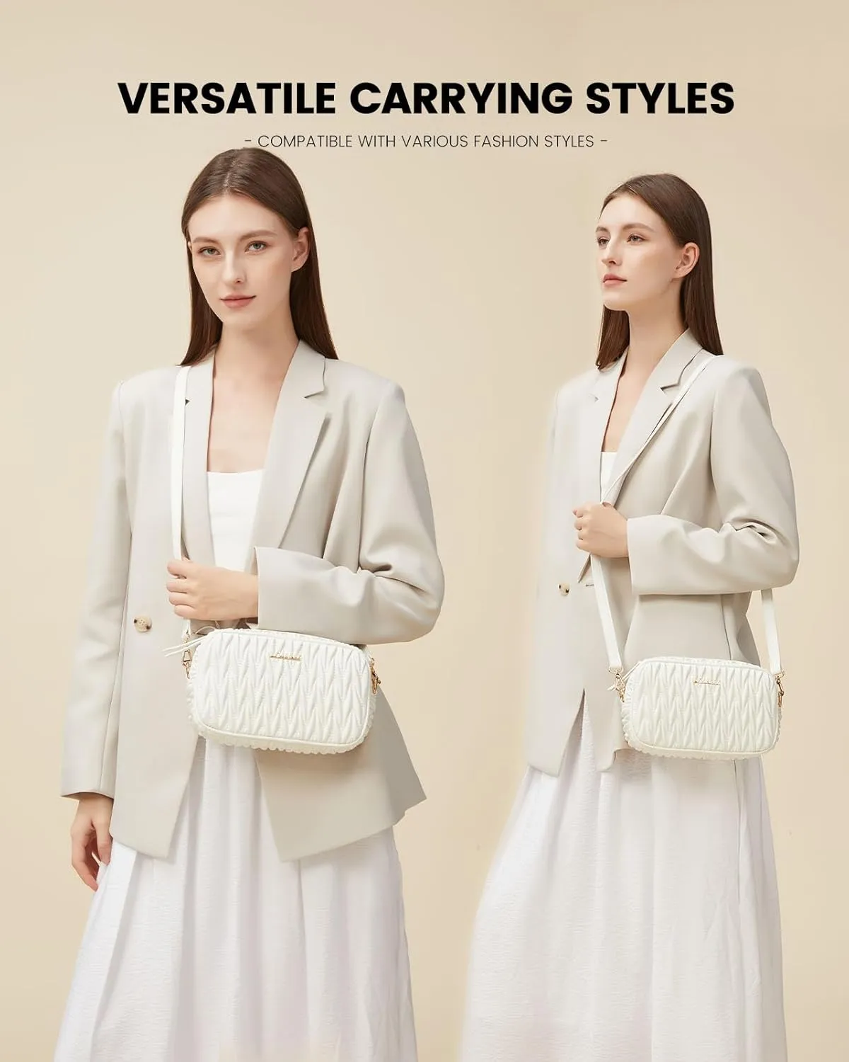LOVEVOOK Quilted Crossbody Bags for Women, Small Trendy Leather Purse, Crossbody Purse with Adjustable Strap for Gift