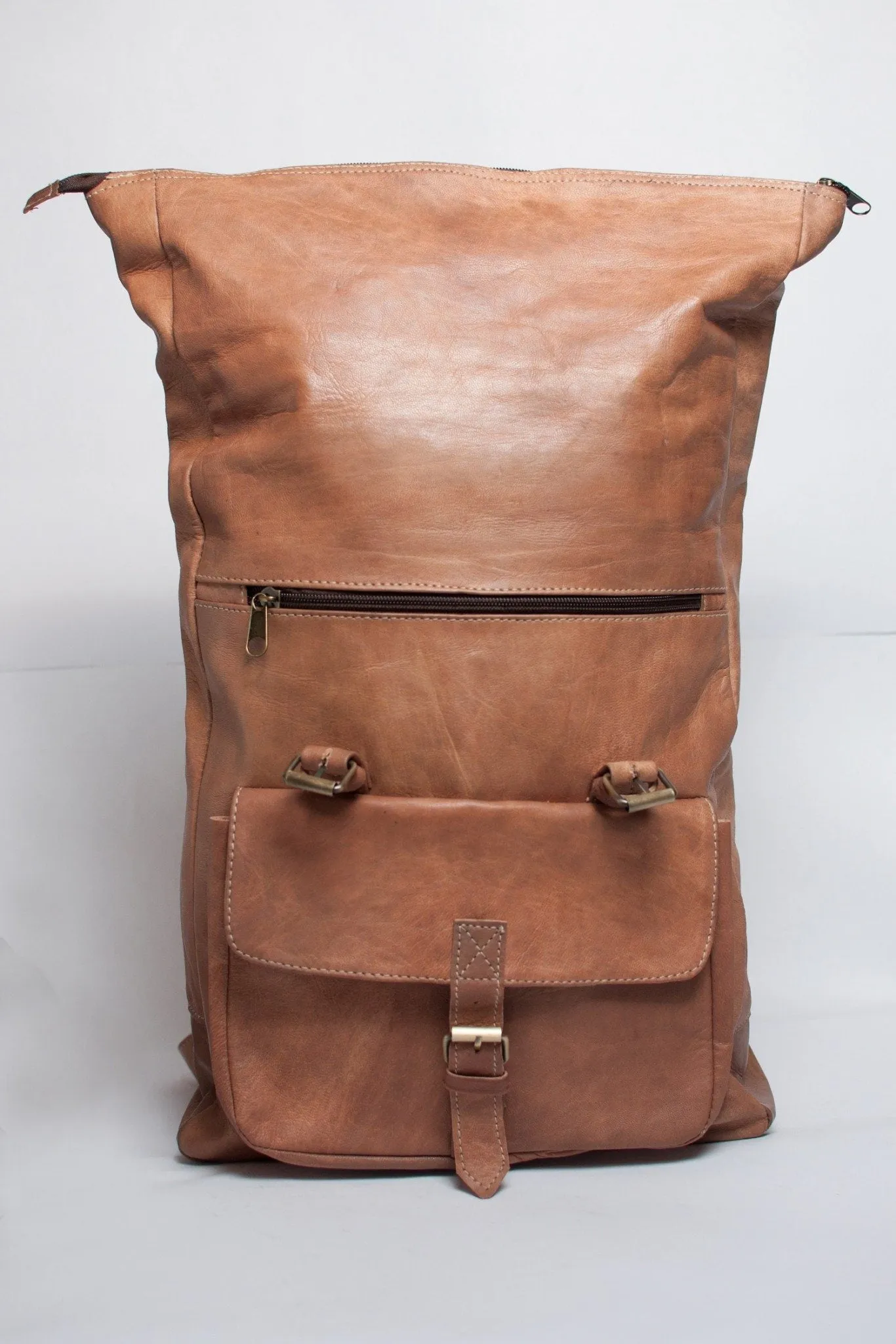 Luxury Leather Roll Top Backpack