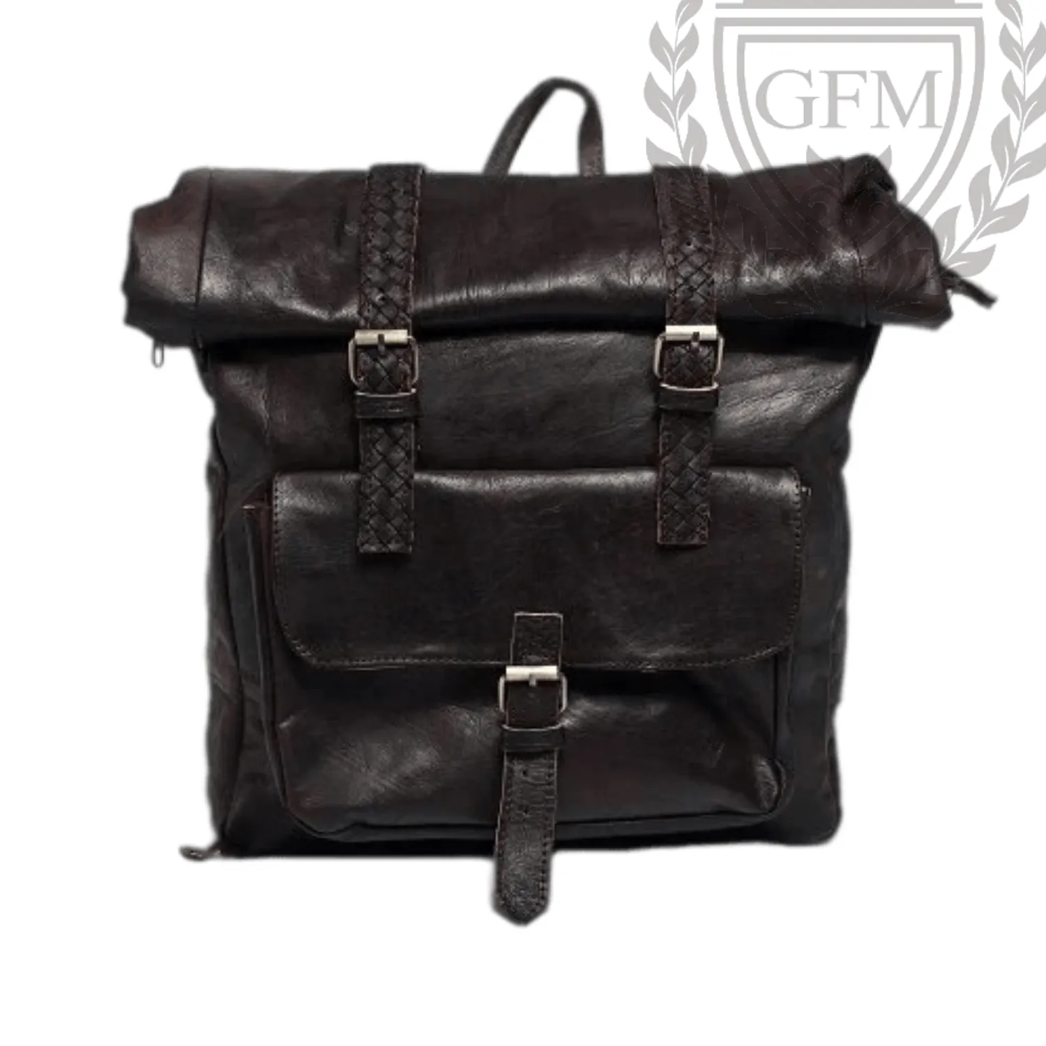 Luxury Leather Roll Top Backpack