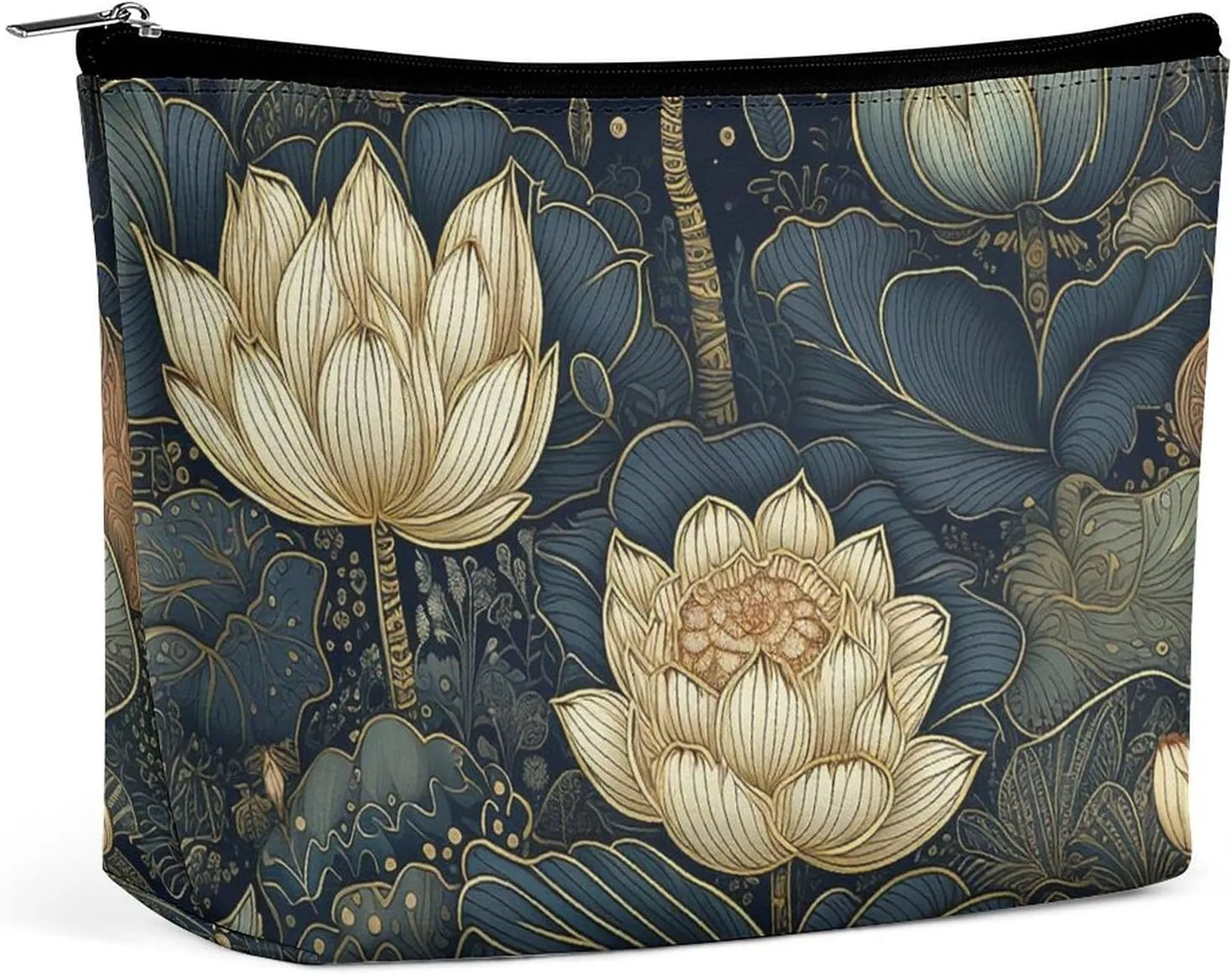 Makeup Bag Foldable Cosmetic Bag Intricate Flowers Printed Makeup Organizer Travel Makeup Bag for Travel And Daily Life