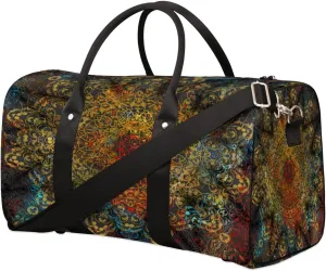 Mandala Ornamental Travel Duffle Bag Waterproof Foldable Weekender Bags for Women and Men Durable Carry on Overnight Bag with Shoulder Strap Lightweight Sports Gym Tote Bag
