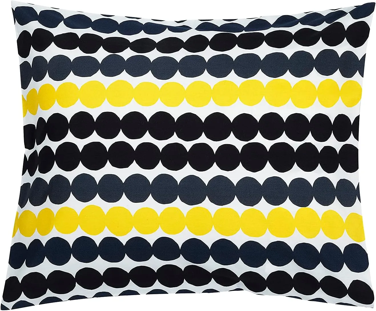 MARIMEKKO Pieni Räsymatto Cotton Pillow Cover (Black and Yellow) – Refine Your Home Décor with Our Square Cushion Cover W/Side Zip Closure — Modern Pillow Covers 20x20 inches