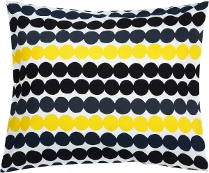 MARIMEKKO Pieni Räsymatto Cotton Pillow Cover (Black and Yellow) – Refine Your Home Décor with Our Square Cushion Cover W/Side Zip Closure — Modern Pillow Covers 20x20 inches