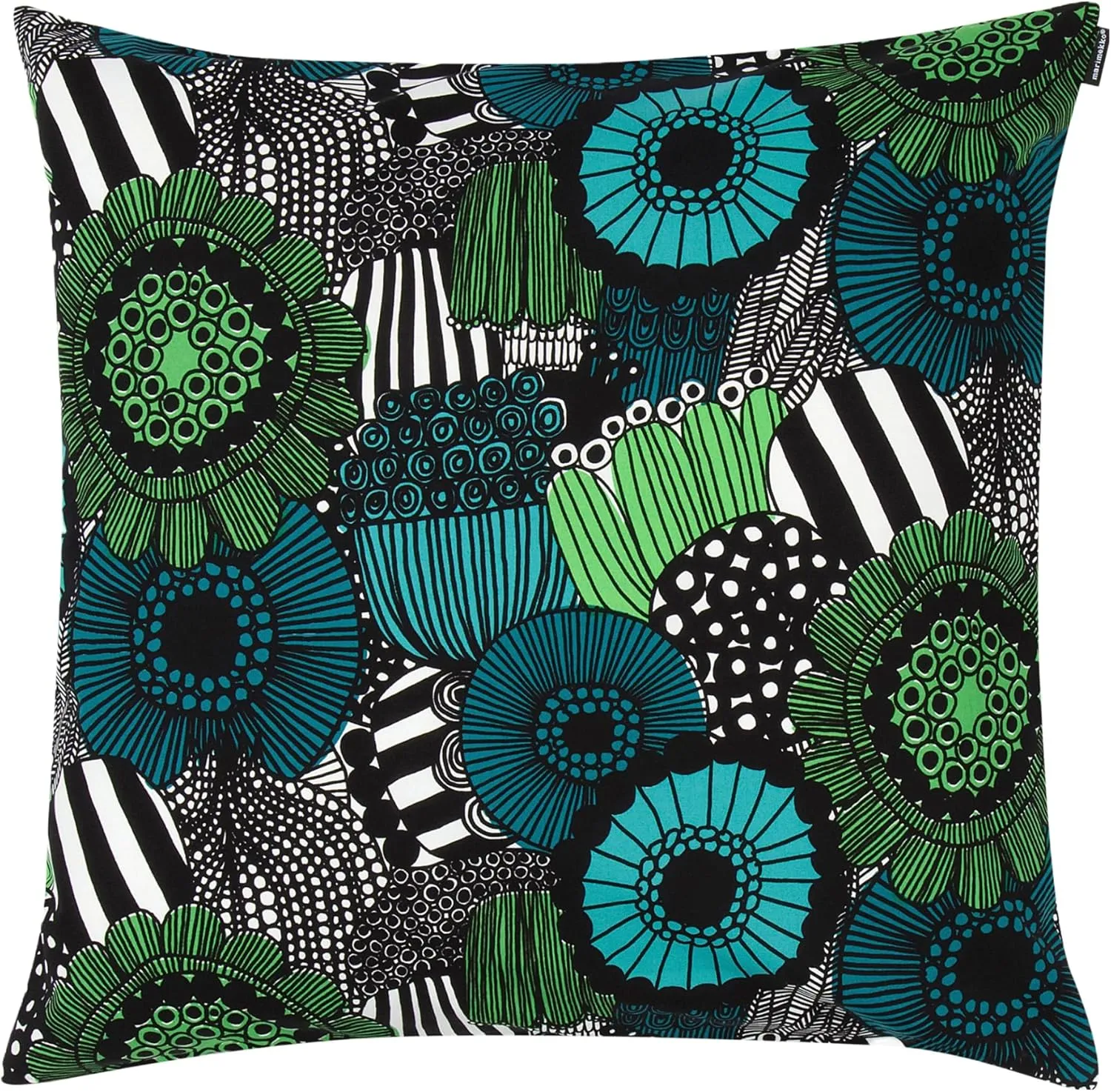 MARIMEKKO Pieni Siirolapuutarha Cotton Pillow Cover (Green) – Refine Your Home Décor with Our Square Cushion Cover W/Side Zip Closure — Modern Pillow Covers 20x20 inches