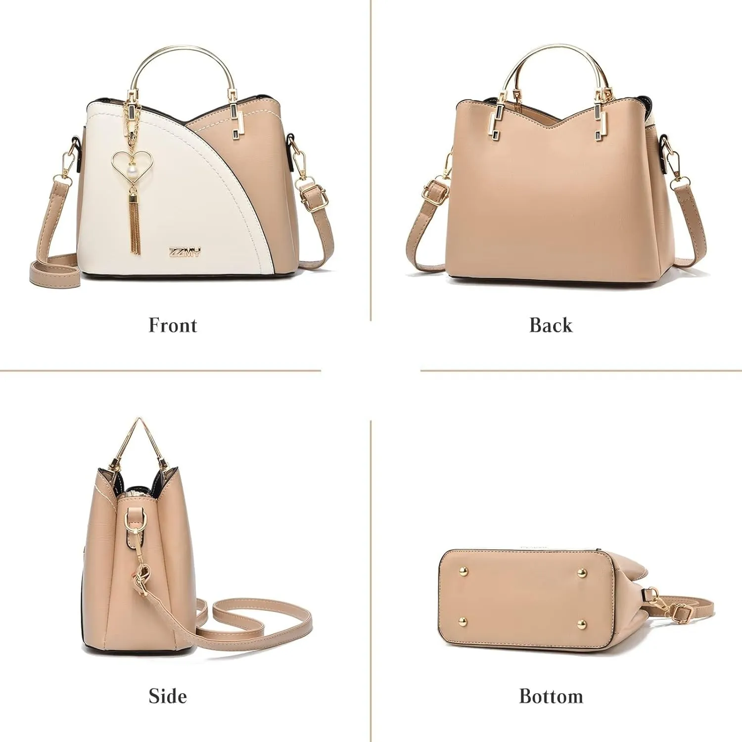 Messenger PU Leather Contrast Color Stitching Totes Women Handbag Tassels Shoulder Top Handle Waterproof Crossbody