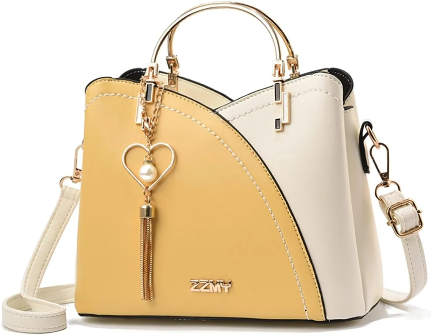 Messenger PU Leather Contrast Color Stitching Totes Women Handbag Tassels Shoulder Top Handle Waterproof Crossbody