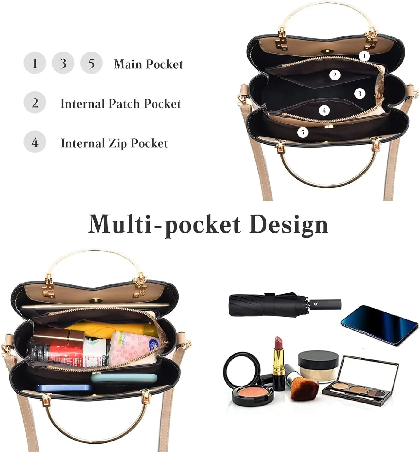 Messenger PU Leather Contrast Color Stitching Totes Women Handbag Tassels Shoulder Top Handle Waterproof Crossbody