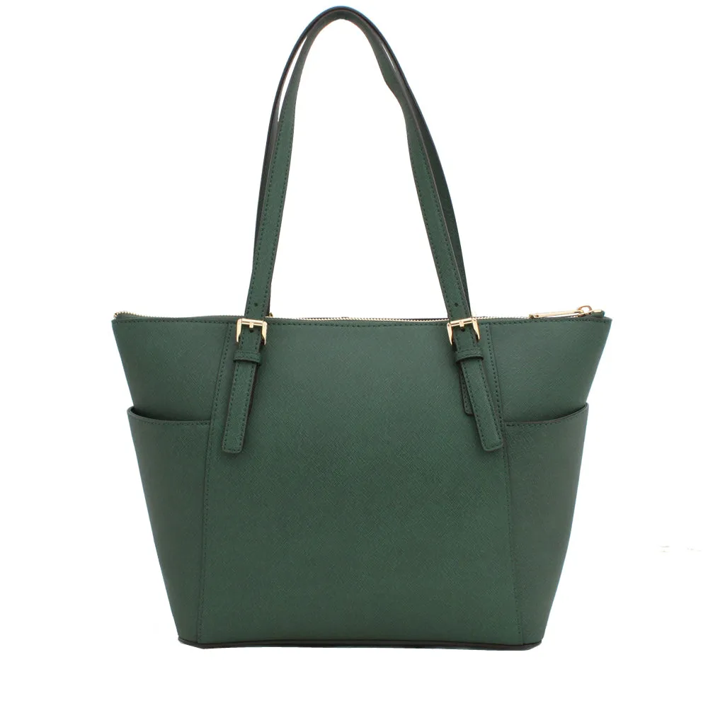 Michael Kors Jet Set East West Top-Zip Saffiano Tote Bag- Peanut