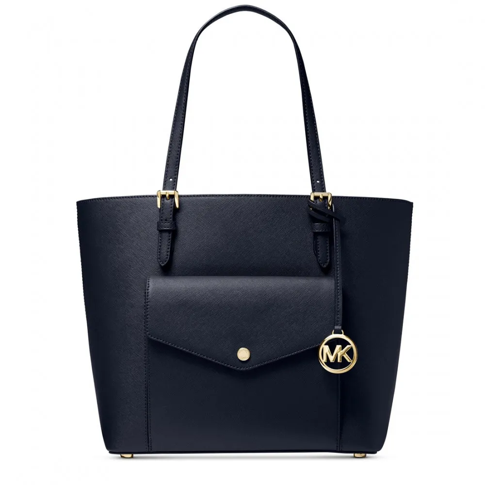 Michael Kors Jet Set Leather Large Pocket Multi-Function Tote Bag in Navy