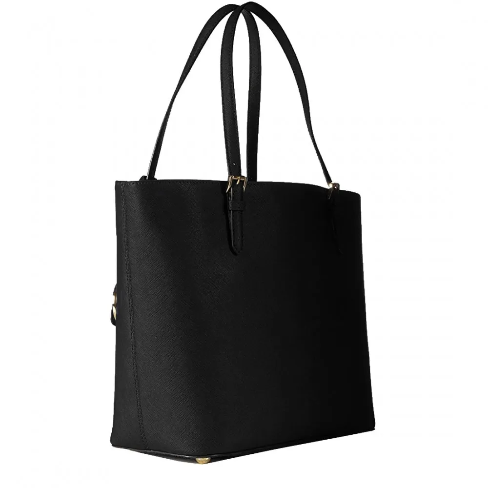 Michael Kors Jet Set Leather Medium Pocket Multifunction Tote Bag- Black