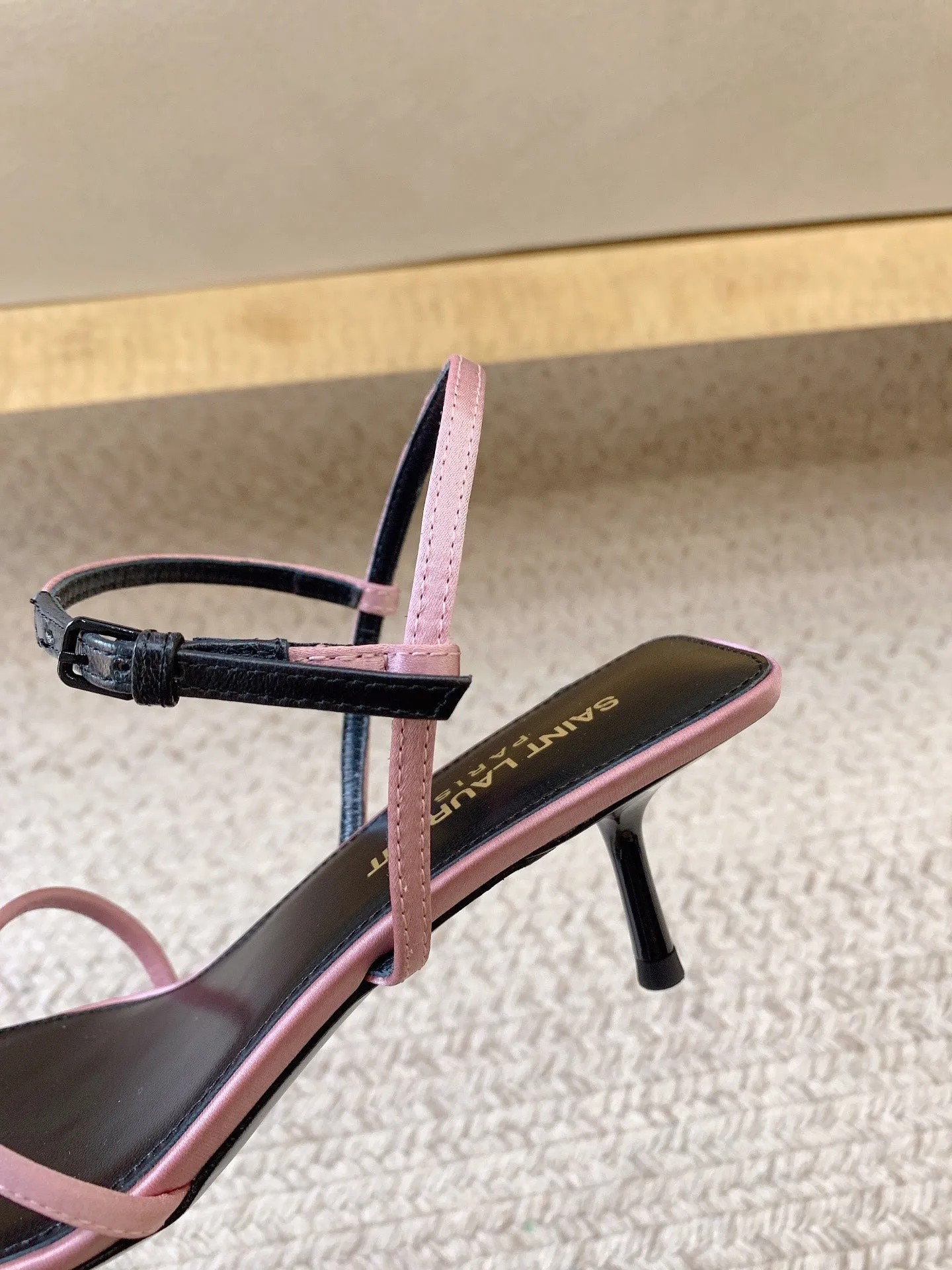 MID Saint On-time delivery HEEL Laurent PINK SILK IN STRAPPY Top choice SANDALS
