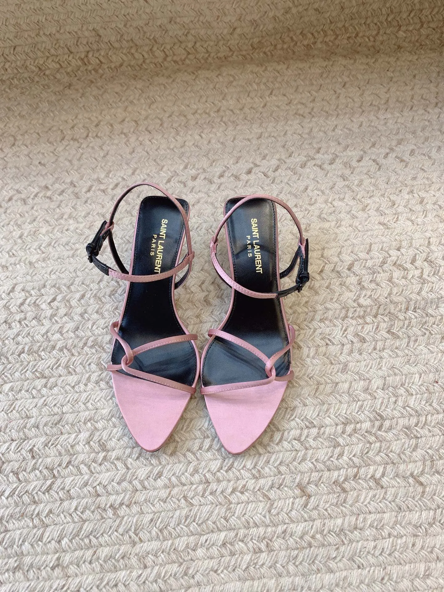 MID Saint On-time delivery HEEL Laurent PINK SILK IN STRAPPY Top choice SANDALS