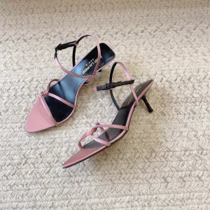 MID Saint On-time delivery HEEL Laurent PINK SILK IN STRAPPY Top choice SANDALS