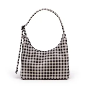 Mini Nylon Shoulder Bag, Black   White Gingham