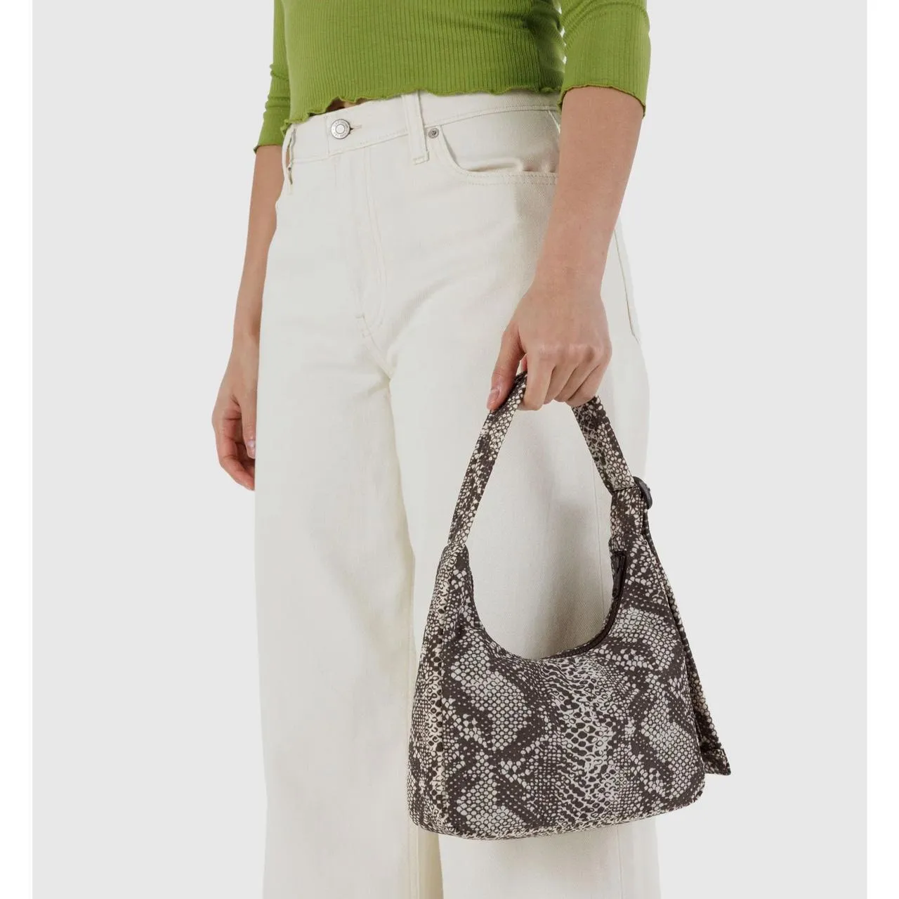 Mini Nylon Shoulder Bag: Snakeskin