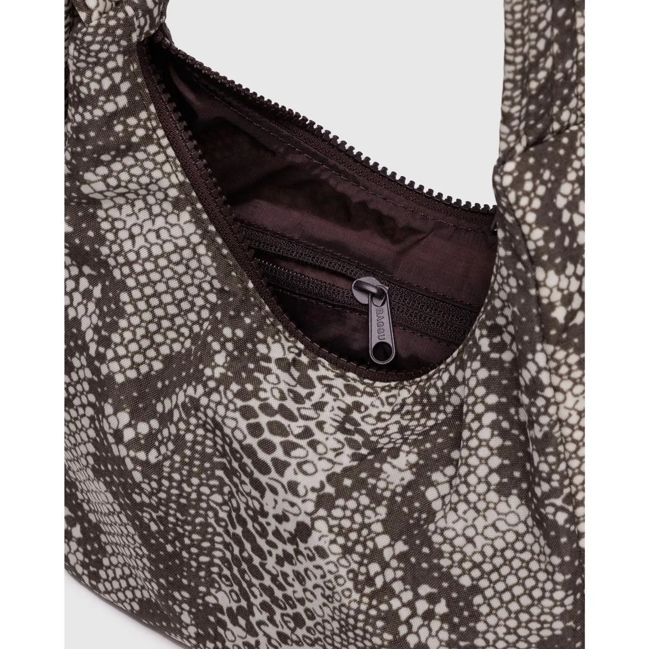 Mini Nylon Shoulder Bag: Snakeskin
