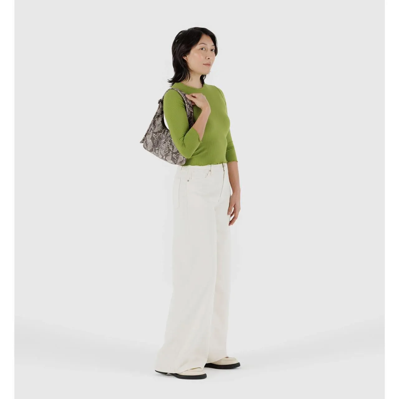 Mini Nylon Shoulder Bag: Snakeskin