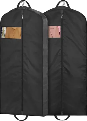 MISSLO 43" Mens Garment Bags for Travel Waterproof Suit Bags for Closet Storage for Shirts, Jackets, Coats, Black, 2 Packs