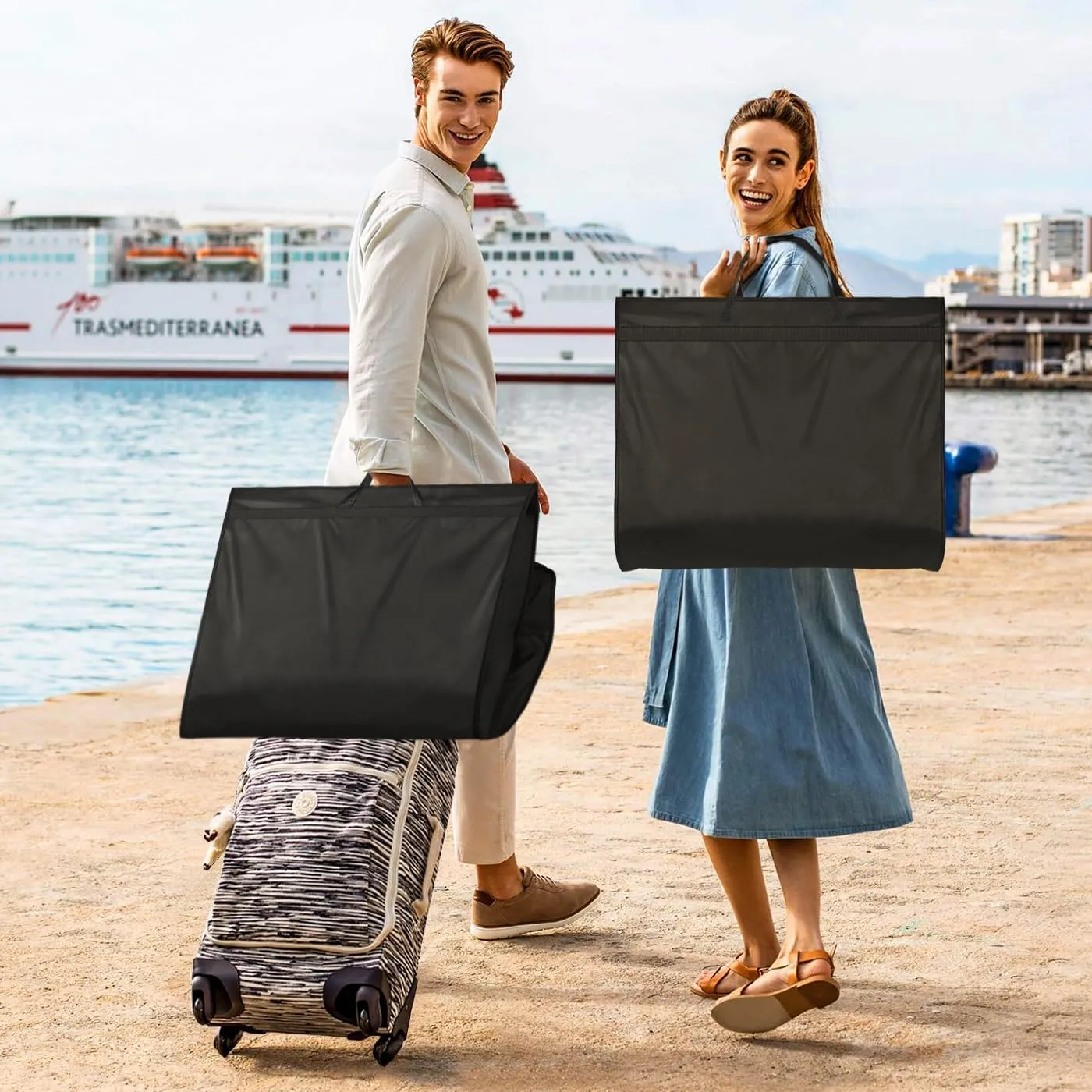 MISSLO 43" Mens Garment Bags for Travel Waterproof Suit Bags for Closet Storage for Shirts, Jackets, Coats, Black, 2 Packs