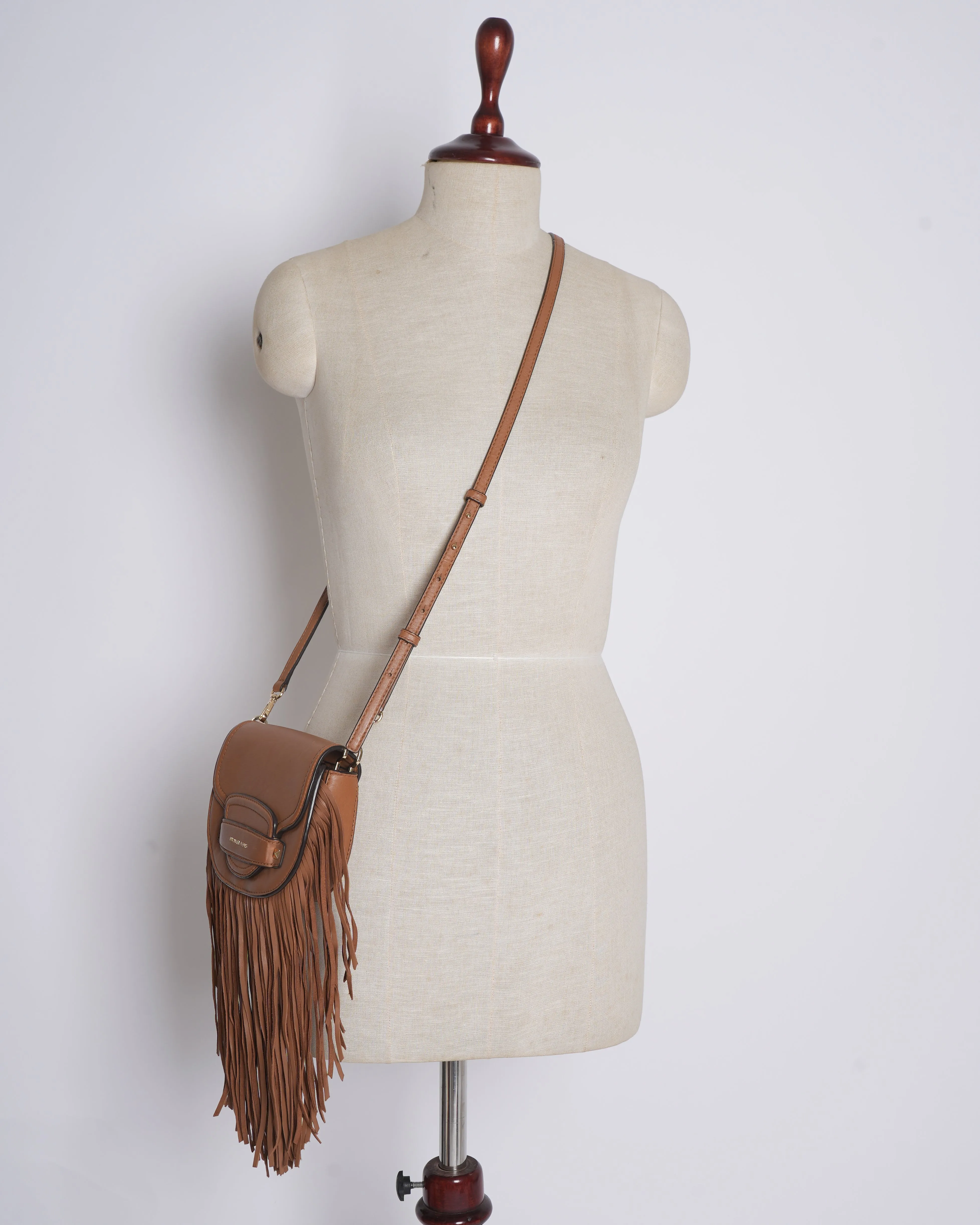 MK Small Fringed Leather Saddle Bag