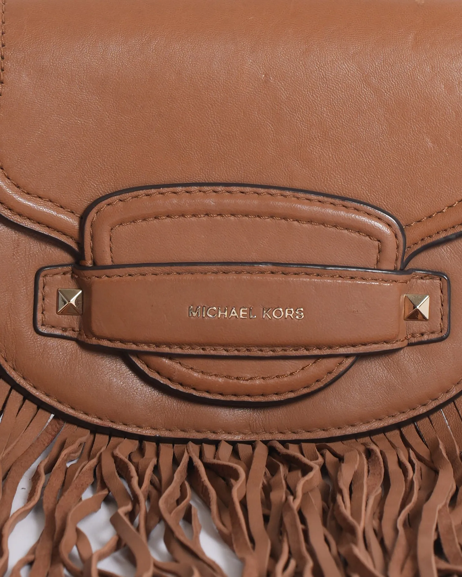 MK Small Fringed Leather Saddle Bag