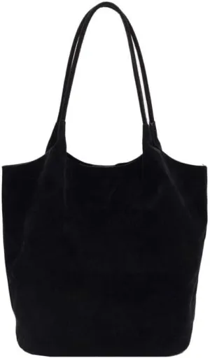 Molodo Suede Leather Tote Bag for Women Retro Shoulder Bag Underarm Handbag Slouchy Tote Purse Work Bag Fall Winter
